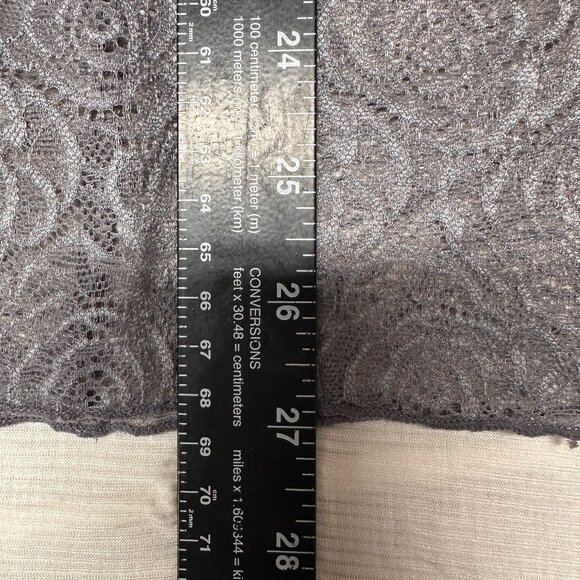 Daisy Fuentes Lace Push Up Babydoll 2X Gray Floral Sheer Plus Size Lingerie - Picture 3 of 8